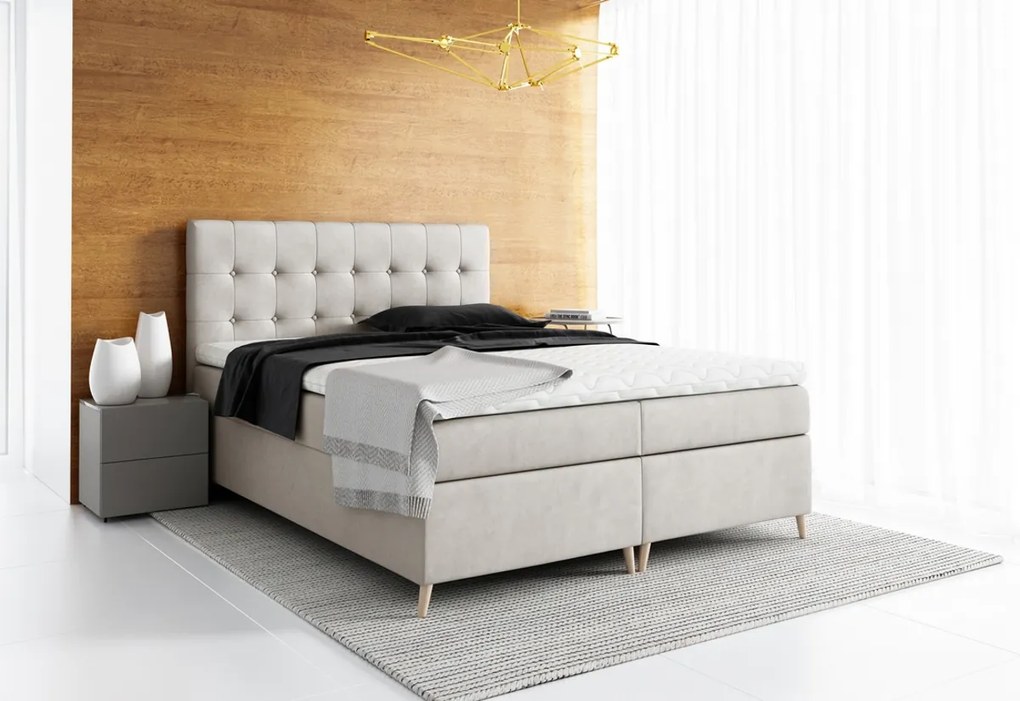Supermobel Pat tapițat boxspring AVANTI + topper, 120x200, jasmine 60