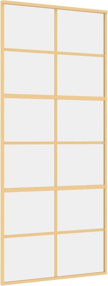 vidaXL Ușă glisantă, auriu, 90x205 cm, sticlă ESG mată și aluminiu