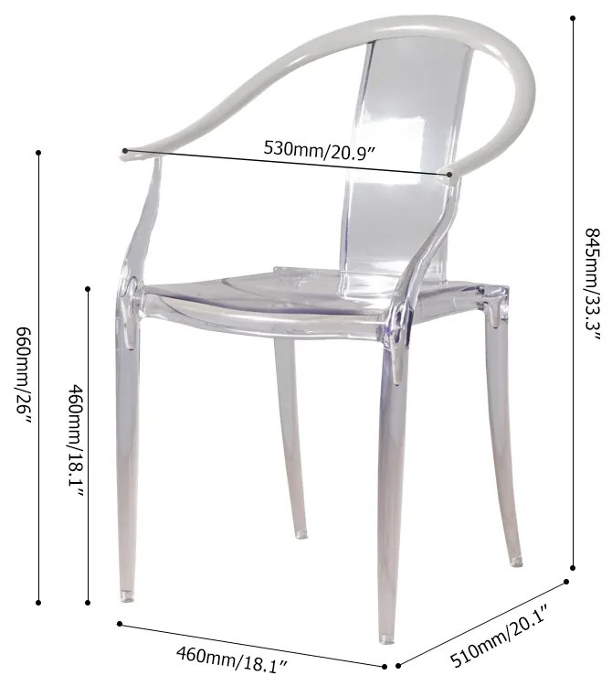 Scaun transparent pentru bucătărie cu cotieră , în stil art nouveau - 1 buc. Deprimo j04pccy000001 by Deprimo