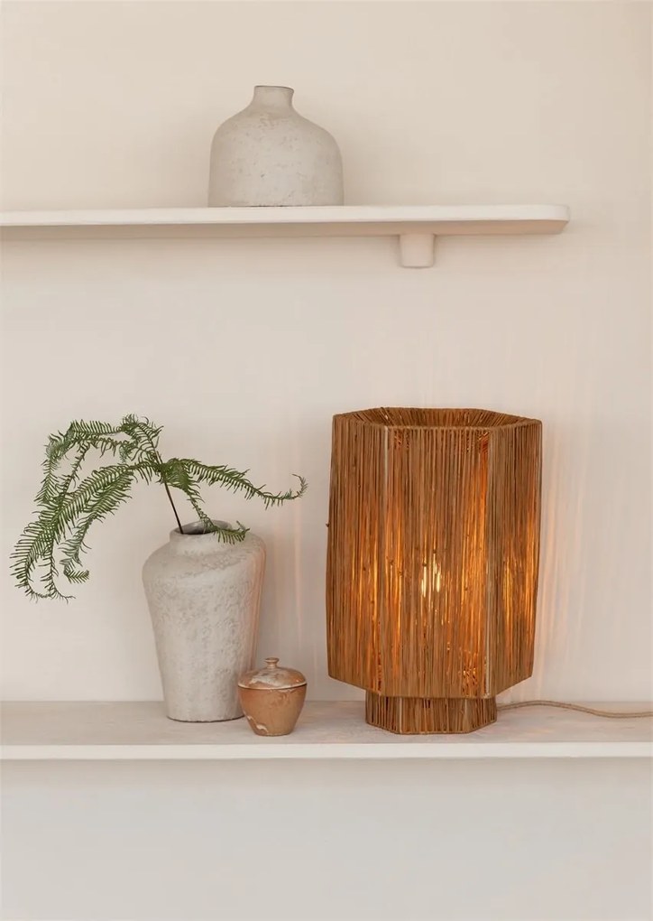 Veioza/Lampa Eco din Rafie, Panama octogon L, maro