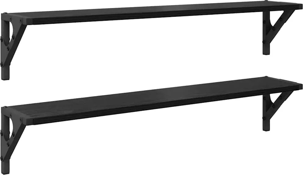 vidaXL Șemele de perete cu raft 2 pcs Stejar Negru 80 x 15 x 15,5 cm