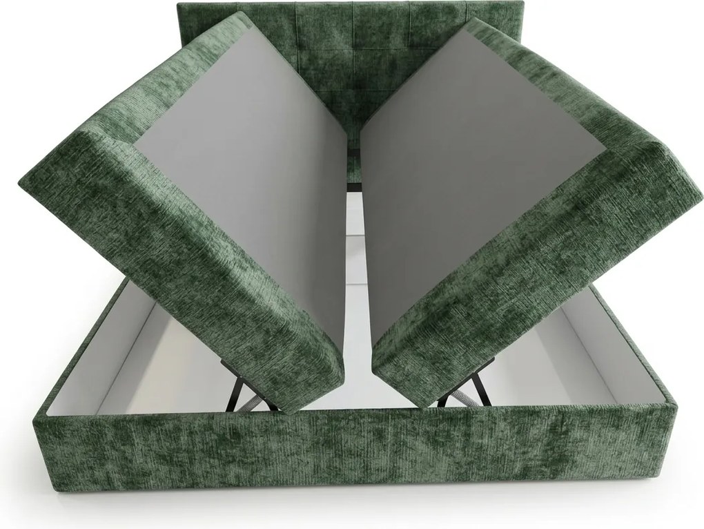 Pat boxspring tapitat DIRELIS VIBE 180x200 cm verde inchis Saltea: Saltea cu arcuri Bonell