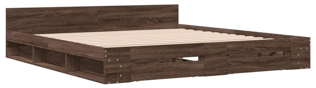 3280733 vidaXL Cadru de pat cu sertare, stejar maro, 180x200 cm lemn prelucrat