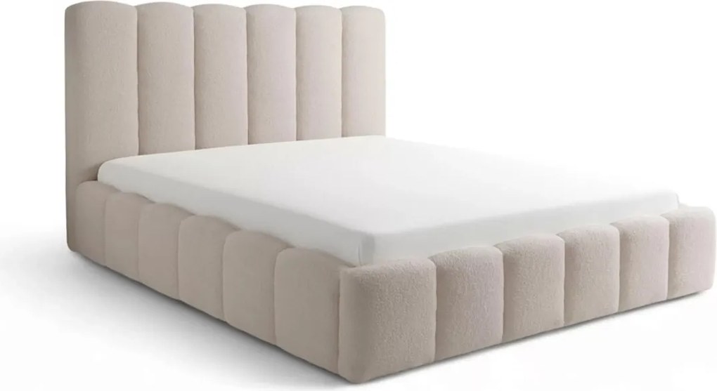 Pat tapițat cu ladă de depozitare Aura 160x200 - bouclé bej Quelle 03