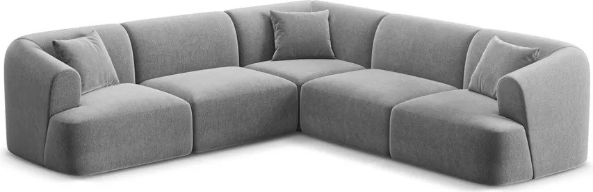 Colțar gri deschis cu tapițerie din catifea Campi – Cosmopolitan Design