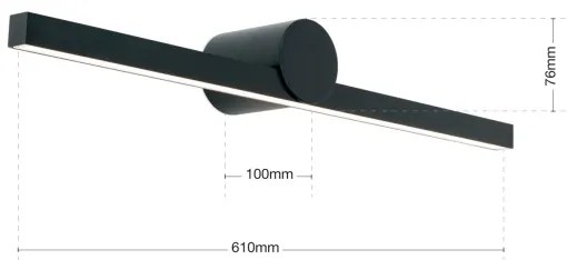 Aplică LED pentru oglindă de baie Orion Soff 3-584 BEAUTY LED/12W/230V 61cm IP54 negru