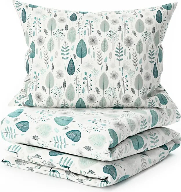 Lenjerie de pat policoton LEAFBIRD POLY alb-verde Dimensiune lenjerie de pat: 70 x 90 cm | 140 x 200 cm