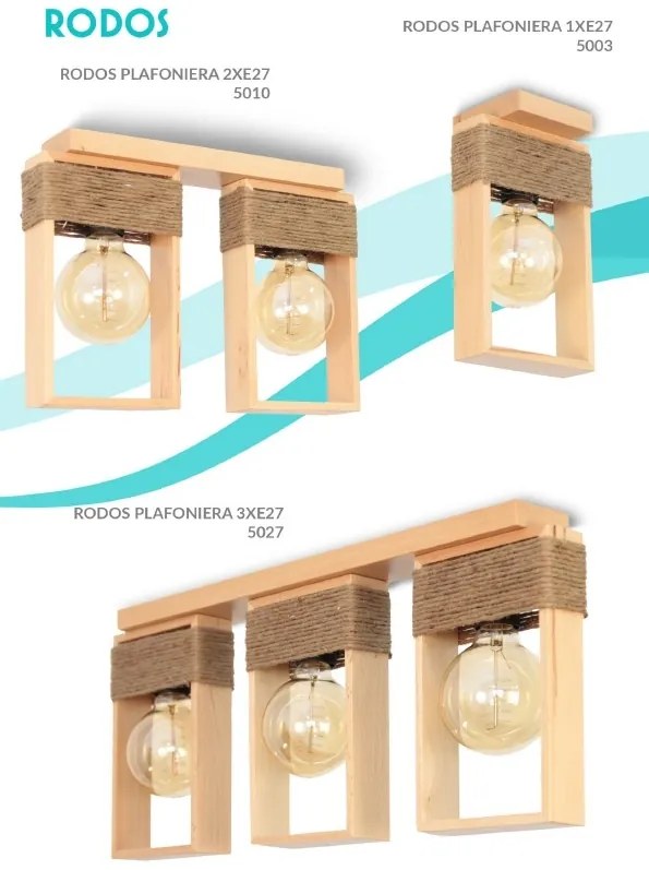 Lustra rustica cu 3 brate fabricata manual din lemn Rodos