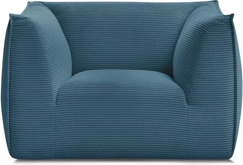 Fotoliu albastru cu tapițerie din catifea reiată Giorgia – Bobochic Paris