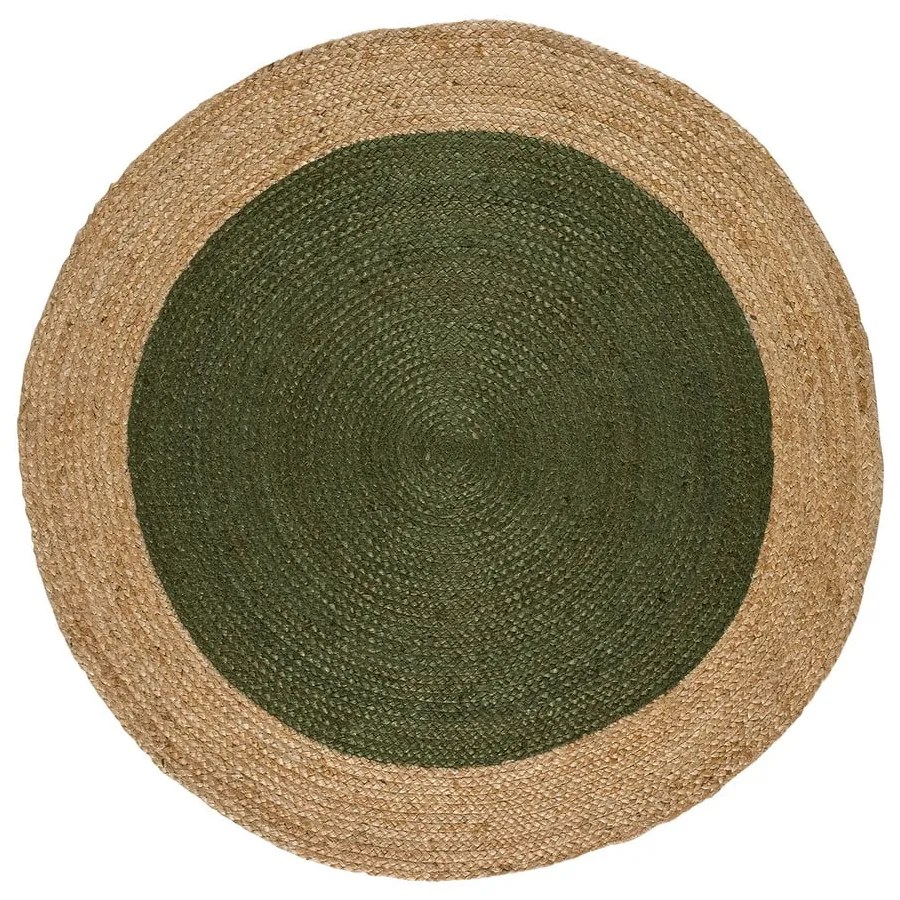 Covor verde-natural rotund ø 120 cm Mahon – Universal