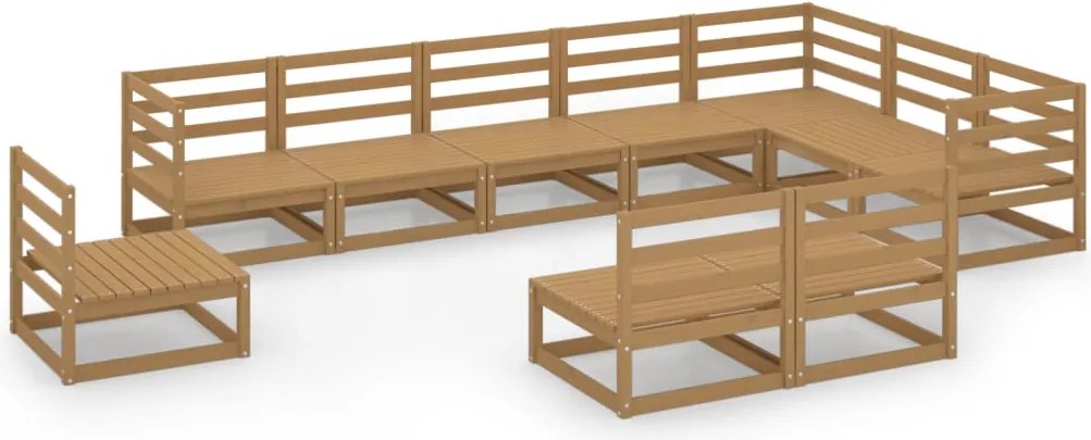 vidaXL Set mobilier de grădină, 10 piese, maro miere, lemn masiv pin