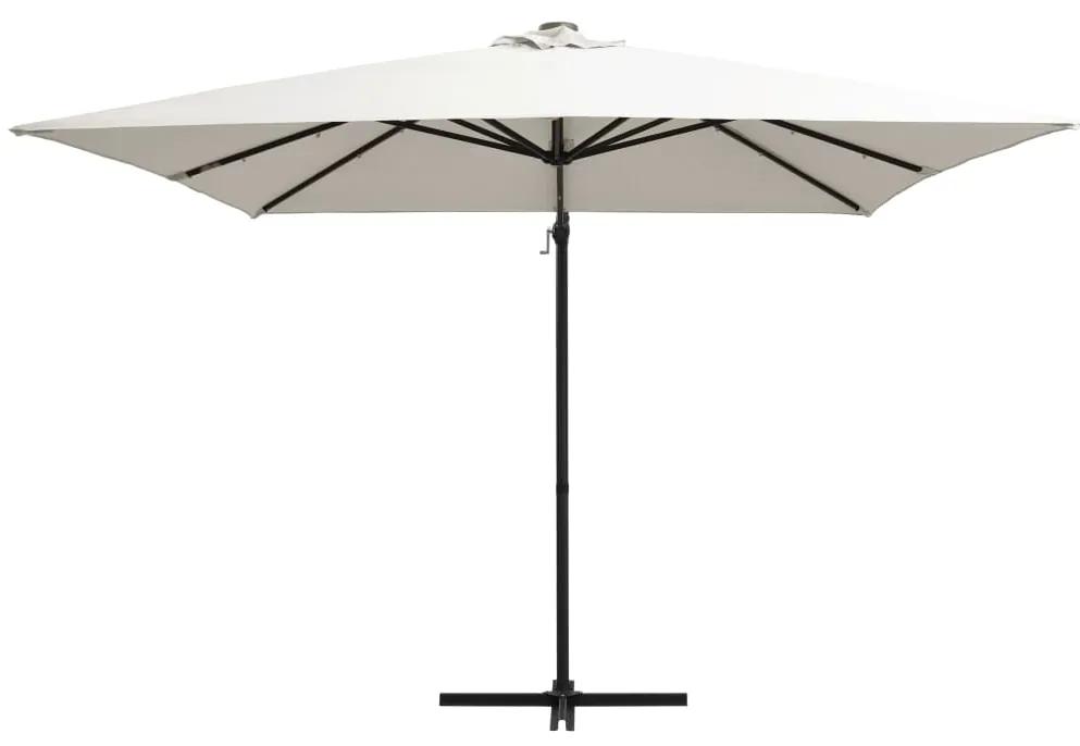 Umbrela suspendata cu LED, stalp din otel, nisipiu, 250x250 cm Nisip, 250 x 250 cm