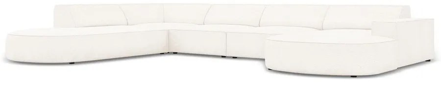 Colțar bej cu tapițerie bouclé (pe partea stângă) Jodie – Micadoni Home