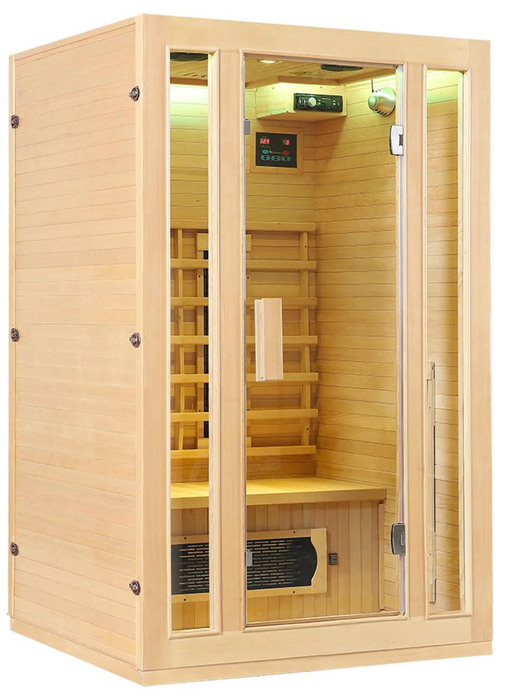 Infračervená sauna/tepelná kabína Nyborg S120K s keramikou, panelovým radiátorom a drevom Hemlock