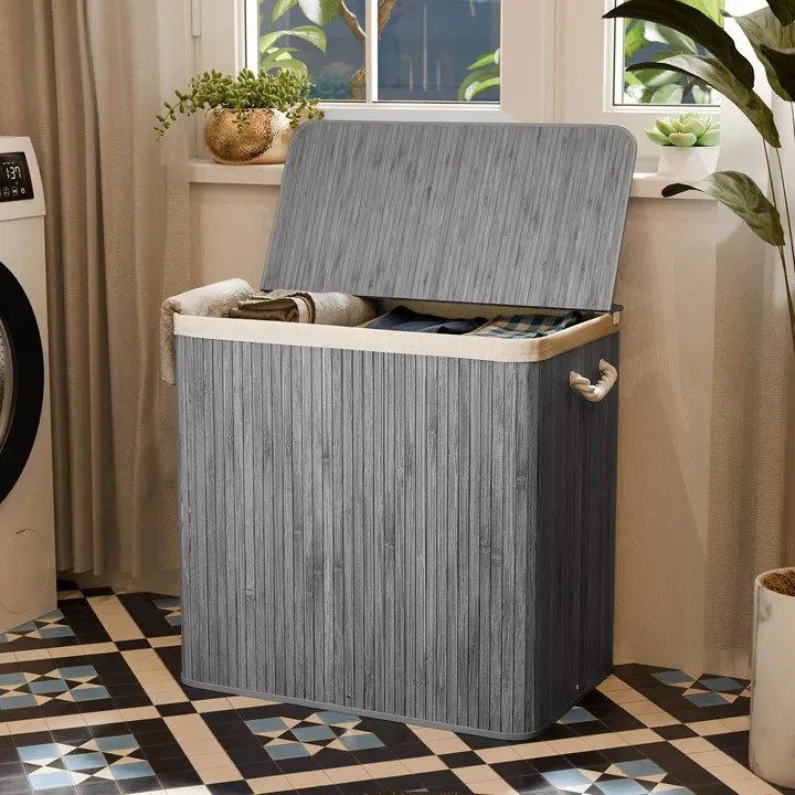 Juskys Coș de bambus Curly 150 L - gri