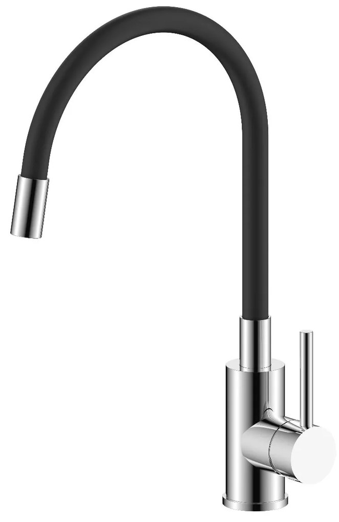 Baterie Lebada Bucatarie Sanobi Nobila, pipa inalta, Negru, cartus ceramic D 40 mm