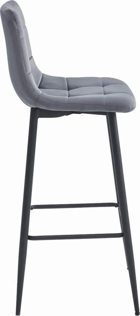 Scaun de bar ARCETO VELVET cu picioare negre, gri inchis