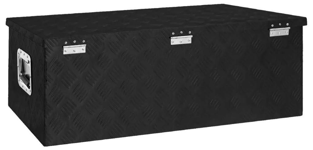 Cutie de depozitare, negru, 90x47x33,5 cm, aluminiu 1, Negru, 90 x 47 x 33.5 cm