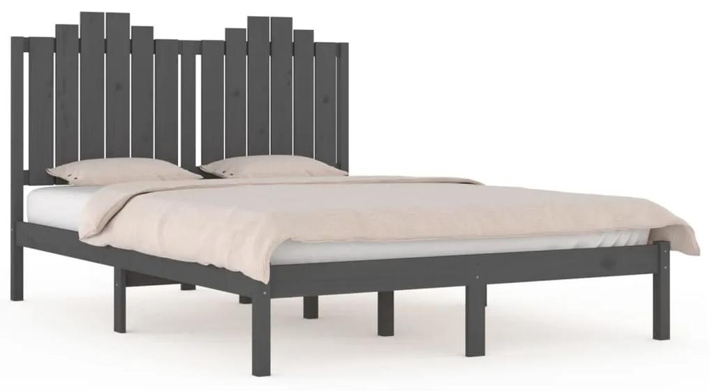 Cadru de pat, gri, 200x200 cm, lemn masiv de pin Gri, 200 x 200 cm