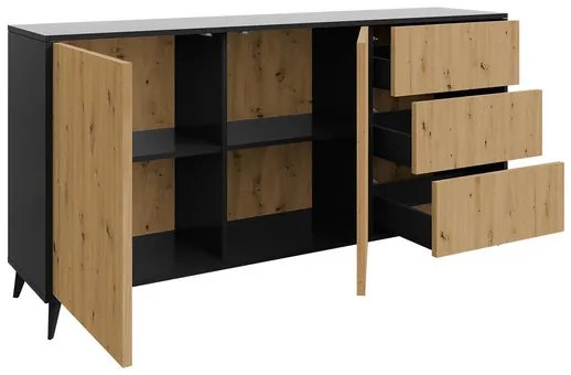 Comodă Oksewo 2D3SZ (Stejar artisan + Negru) . 1103665