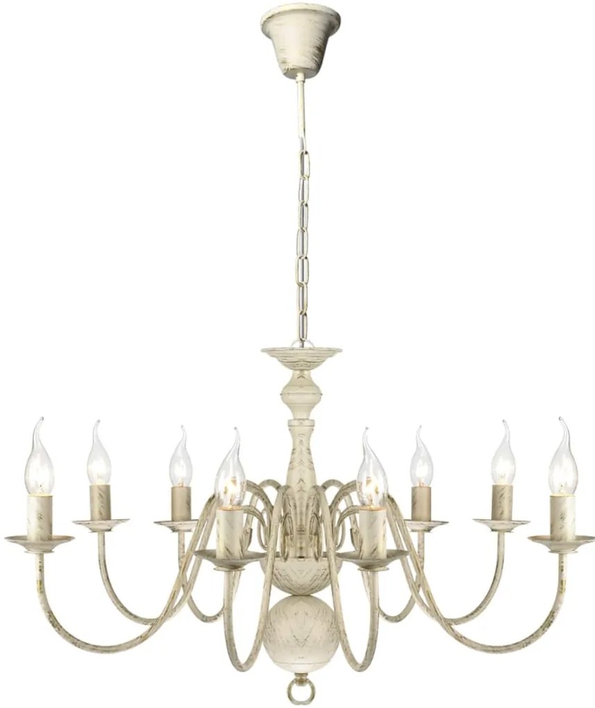 Candelabru alb de metal în stil antic 8 x becuri E14