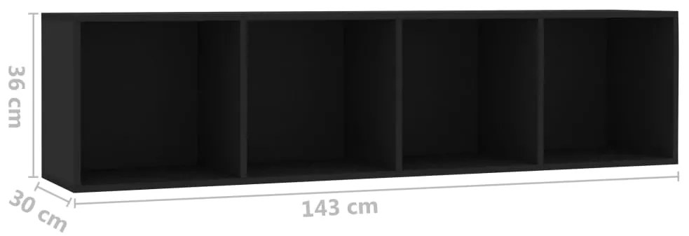 Biblioteca Comoda TV, negru, 143x30x36 cm 1, Negru