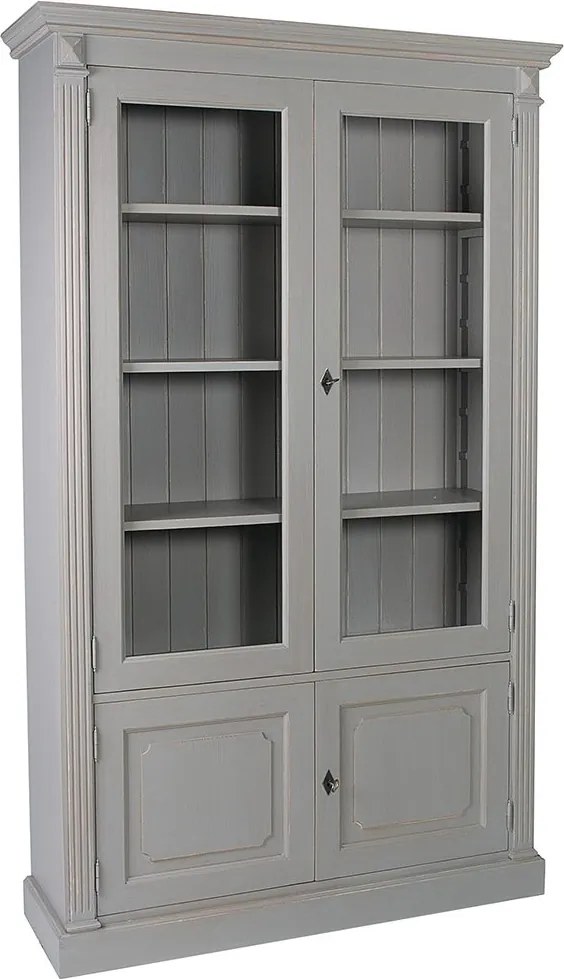 Bibliotecă lemn masiv Heritage 4 uși, 120 × 37 × 197 cm