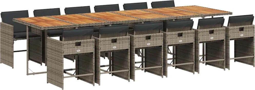 vidaXL Set mobilier de grădină cu perne, 13 piese, gri, poliratan