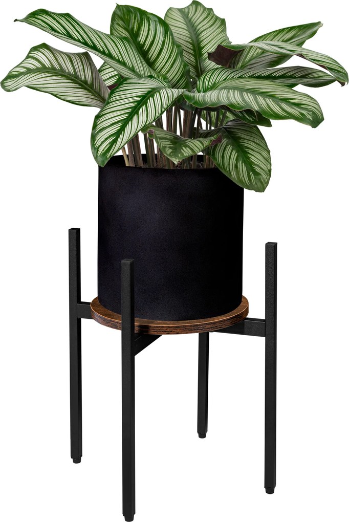 Suport rotund pentru flori TAYLOR ⌀ 32 cm, maro rustic/negru
