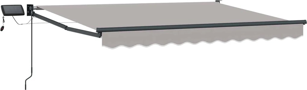 vidaXL Marchiză retractabilă manuală cu led-uri Gri deschis 3 x 2,5 m
