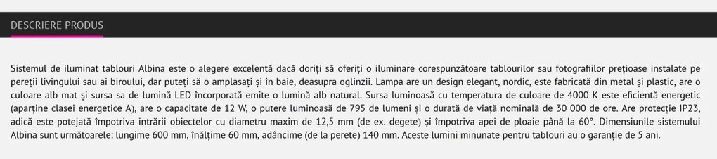 Aplica LED pentru oglinda / tablou Albina 1449 RX