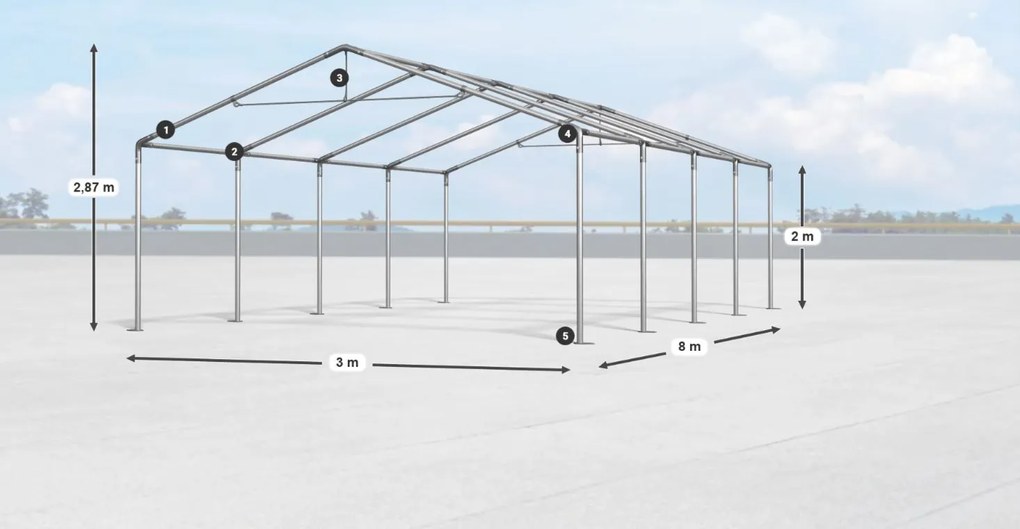 Hală de depozitare/ garaj 3x8x2m Comfort PE 240g