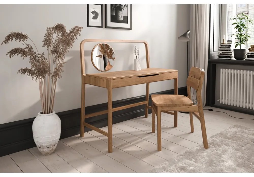 Masă de machiaj din lemn de stejar 57x110 cm Twig – The Beds