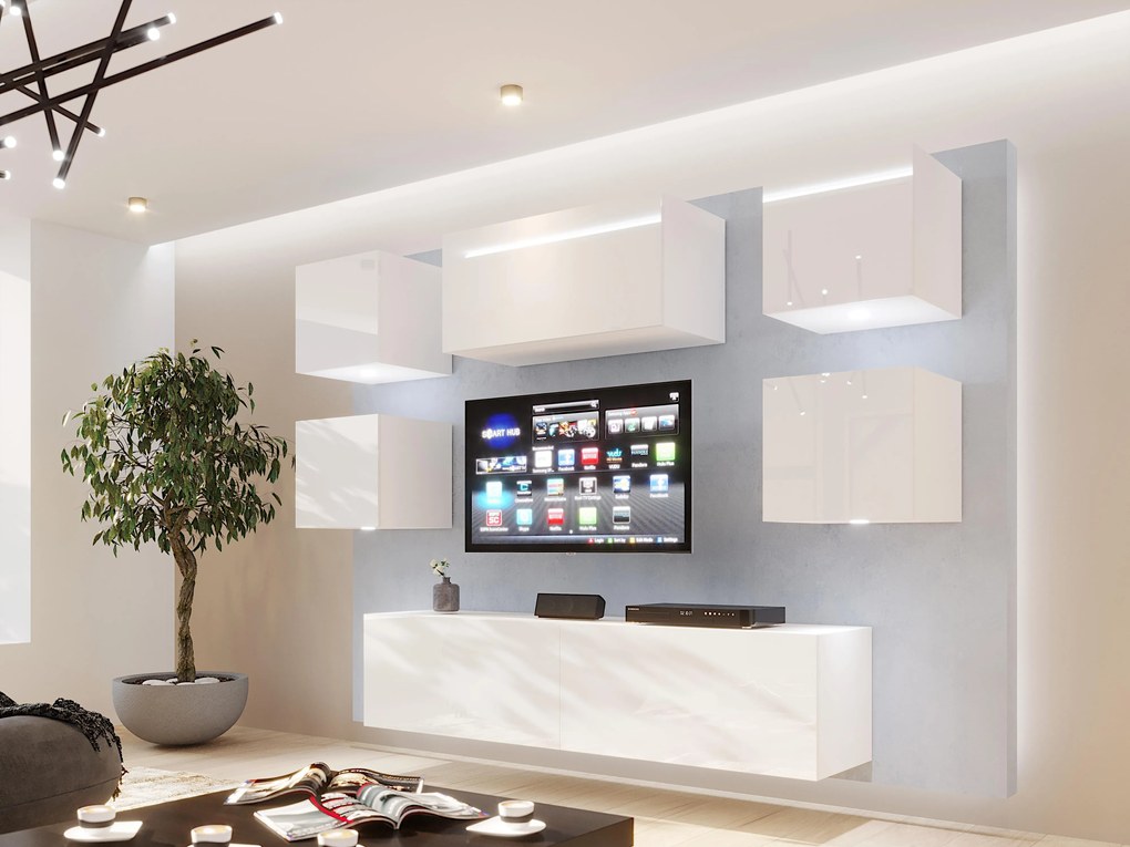 Mobilier living Berny 64 (alb + Alb lucios). 1087190