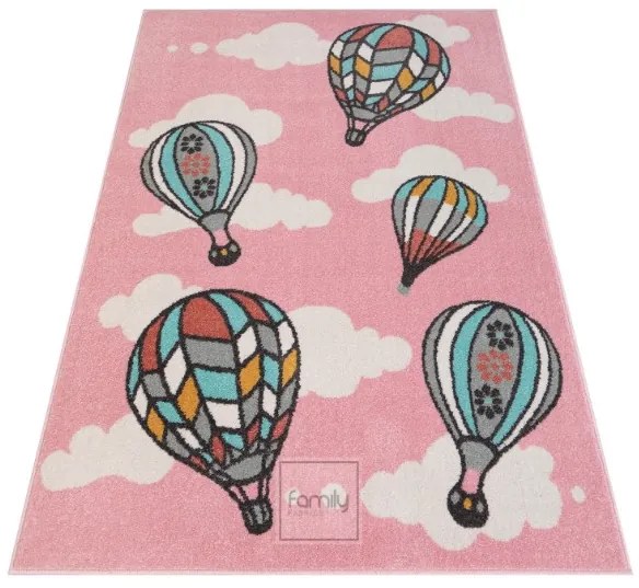 Covor pentru copii cu baloane în roz pastel Lăţime: 80 cm | Lungime: 150 cm
