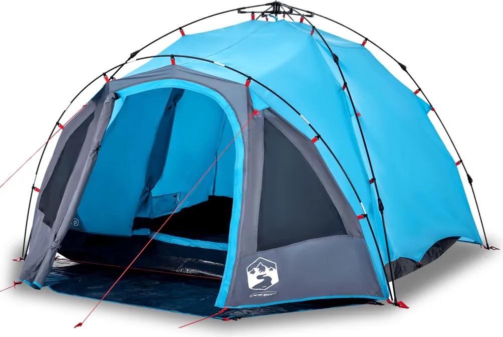 vidaXL Cort de camping cupolă 3 persoane, setare rapidă, albastru