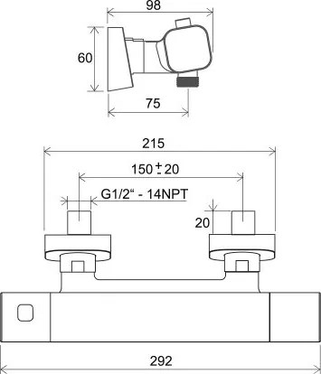 Baterie termostatică pentru duș Ravak FREE X070140, crom lucios