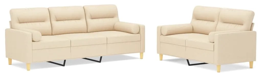 3153779 vidaXL Set canapea perne/perne decorative, 2 piese, crem, textil