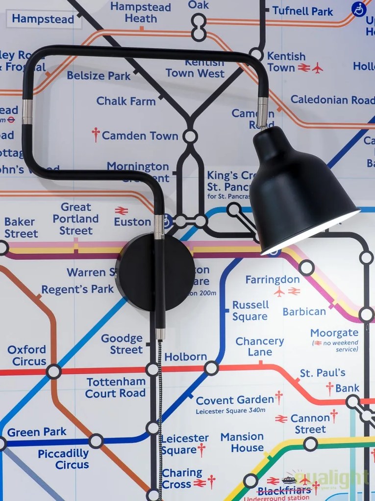 Aplica design modern cu brat articulat London negru LONDON/W/B
