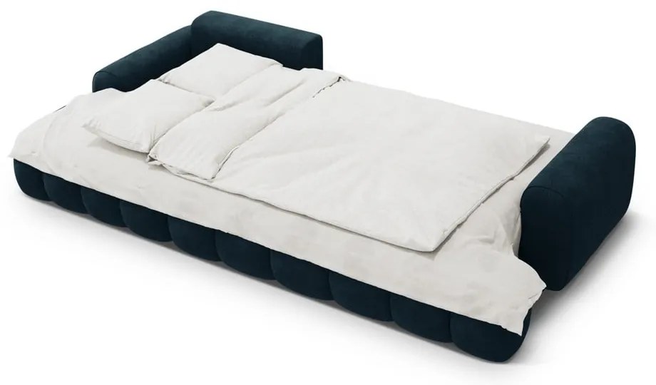 Colțar petrol extensibil/cu spațiu de depozitare cu tapițerie din catifea (cu colț pe partea stângă/cu șezlong) Linz – Cosmopolitan Design