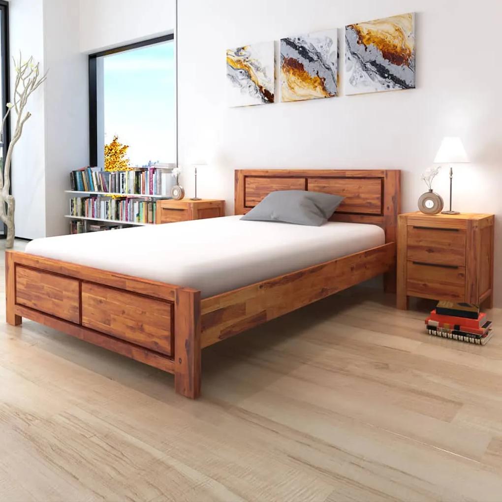 244338 vidaXL Cadru de pat, maro, 140 x 200 cm, lemn masiv de acacia
