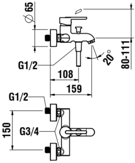 Baterie de cadă LAUFEN H3210810044001 LUA crom lucios