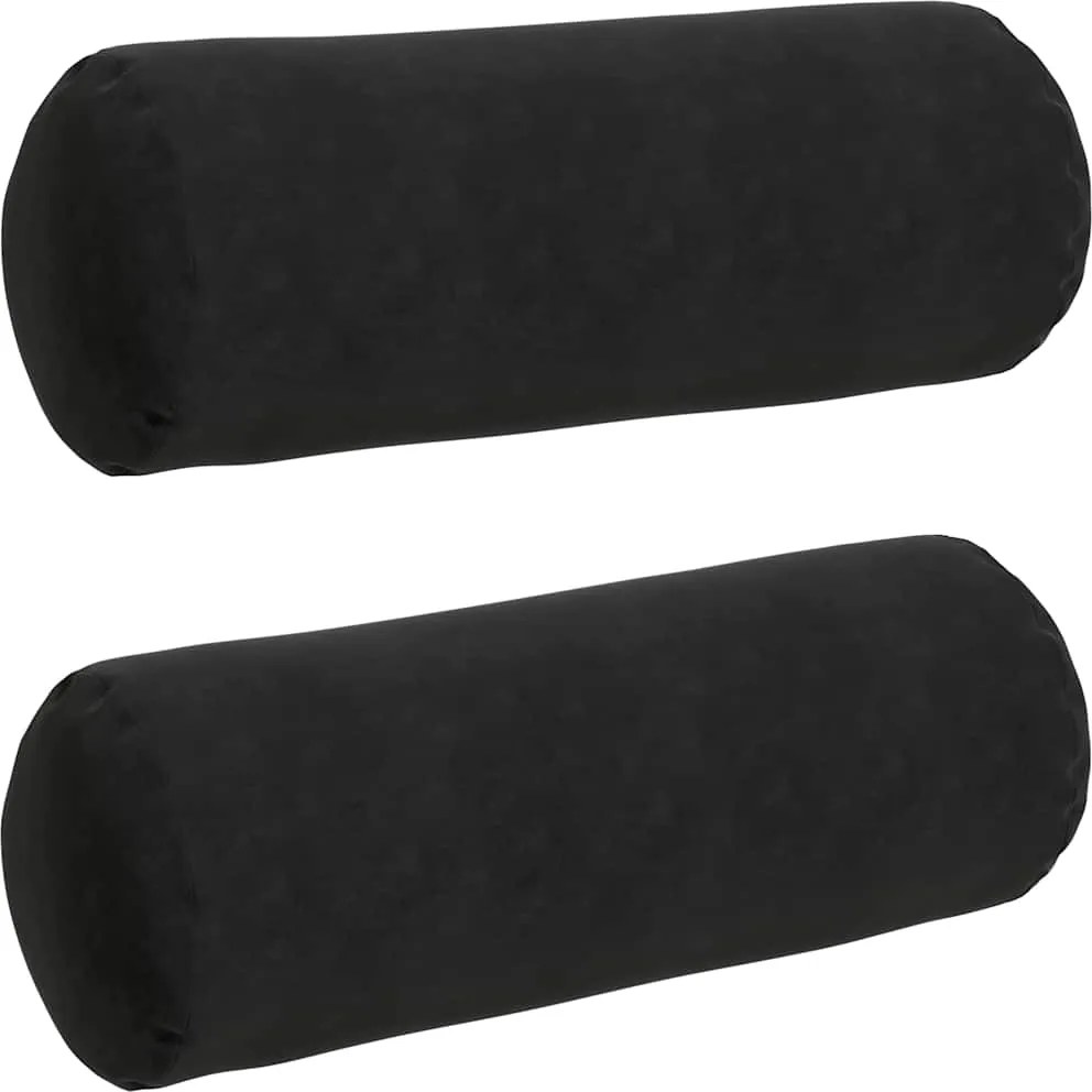 vidaXL Perne Bolster 2 pcs Negru Ø 25 x 70 cm Țesătură din corduroy