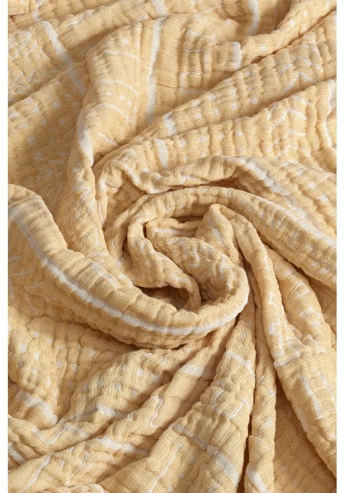 Cuvertură galbenă din muselină pentru pat dublu 220x240 cm Etno - Mijolnir