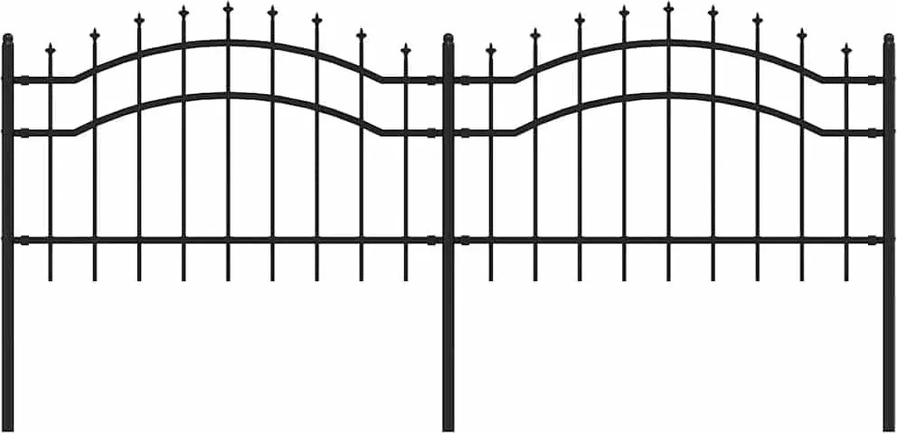 vidaXL Gard de grădină Woerden cu vârf tip suliță, negru, 240x75 cm, oțel