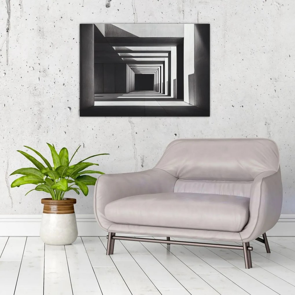 Tablou pe sticlă - Tunel Pătrat (70x50 cm)