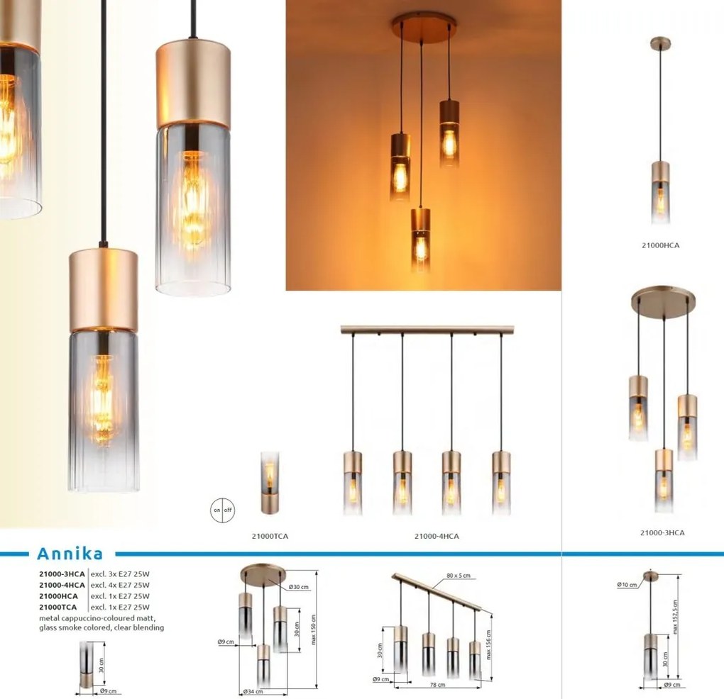 Veioza/Lampa de masa metal sticla fumurie ANNIKA