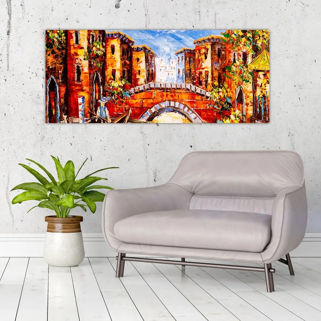 Tablou - Pictură în ulei a orașului III. (120x50 cm)