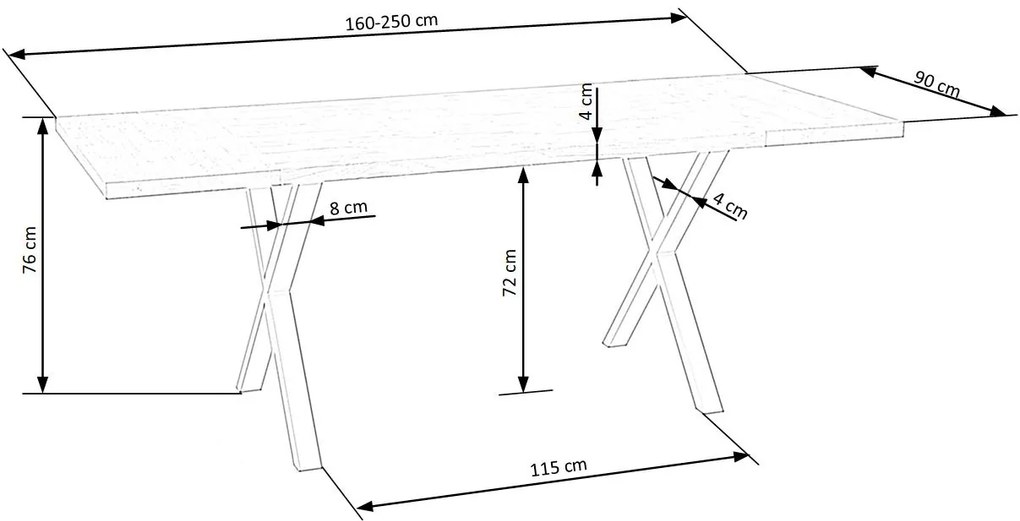 Masa din lemn masiv de stejar Apex - L160 cm /optional extensie masa 2 x 40 cm