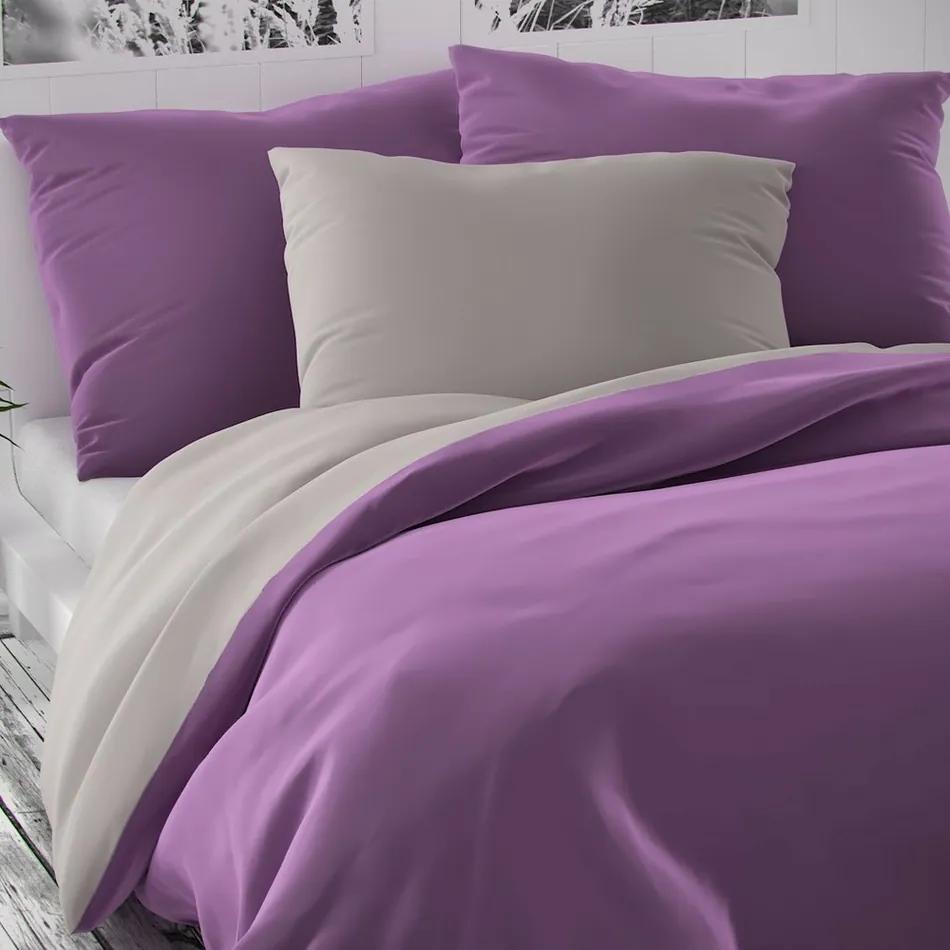 Lenjerie de pat din satin Luxury Collection, violet /gri deschis, 200 x 200 cm, 2 buc. 70 x 90 cm, 200 x 200 cm, 2 buc. 70 x 90 cm